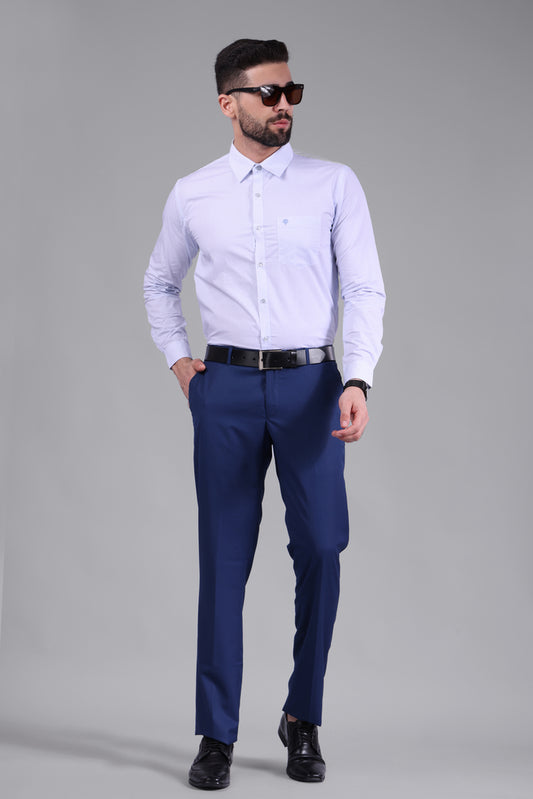 100% Cotton, Yarn Dyed, Plain, Full Sleeves,Semi Slim Fit,Checked White & Blue Cotton, Men,Shirt