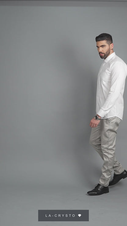 100% Cotton,Bleach White,Dobby or Plain, Full Sleeves,Semi Slim Fit,Premium White, Men,Shirt