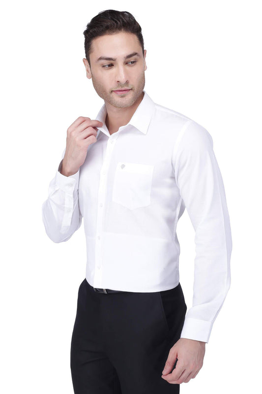 100% Cotton,Bleach White,Dobby or Plain, Full Sleeves,Semi Slim Fit,White Cotton, Men,Shirt