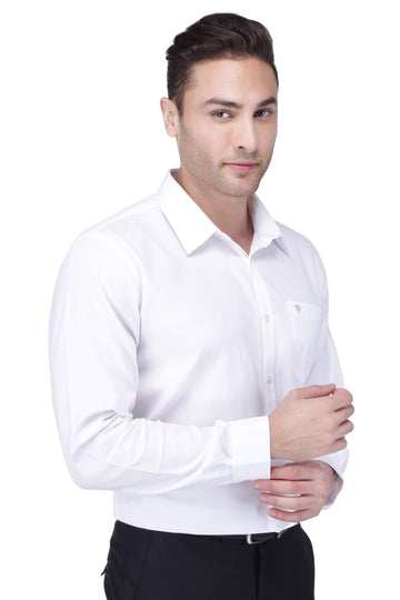 100% Cotton,Bleach White,Dobby or Plain, Full Sleeves,Semi Slim Fit,White Cotton, Men,Shirt