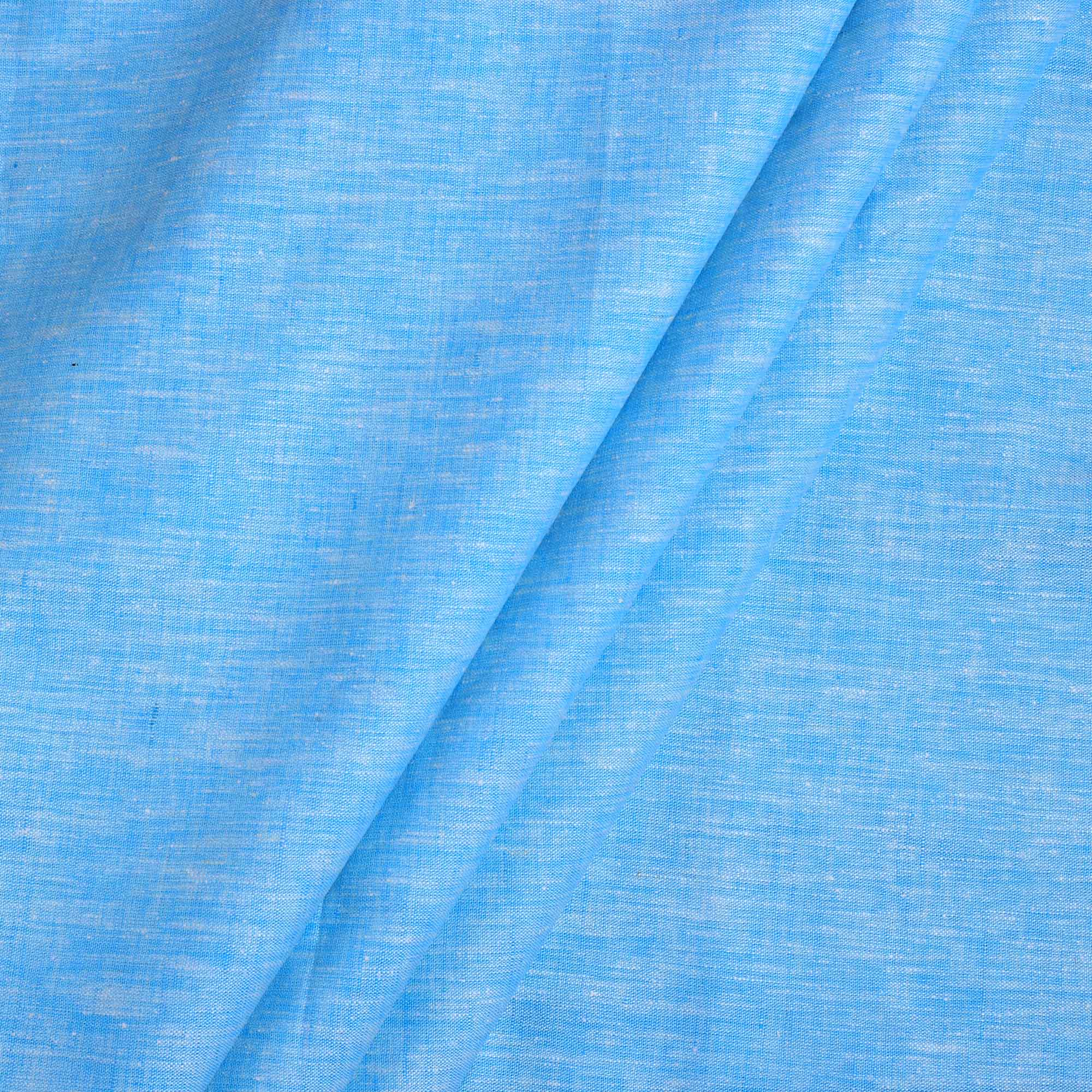 100% Linen, Yarn Dyed, Plain,Dark Sky Blue, Men And Women, Unstitched Shirting Or Top Fabric