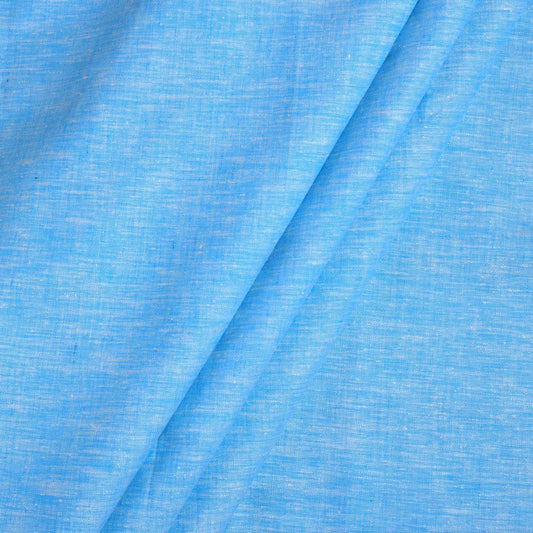 100% Linen, Yarn Dyed, Plain,Dark Sky Blue, Men And Women, Unstitched Shirting Or Top Fabric