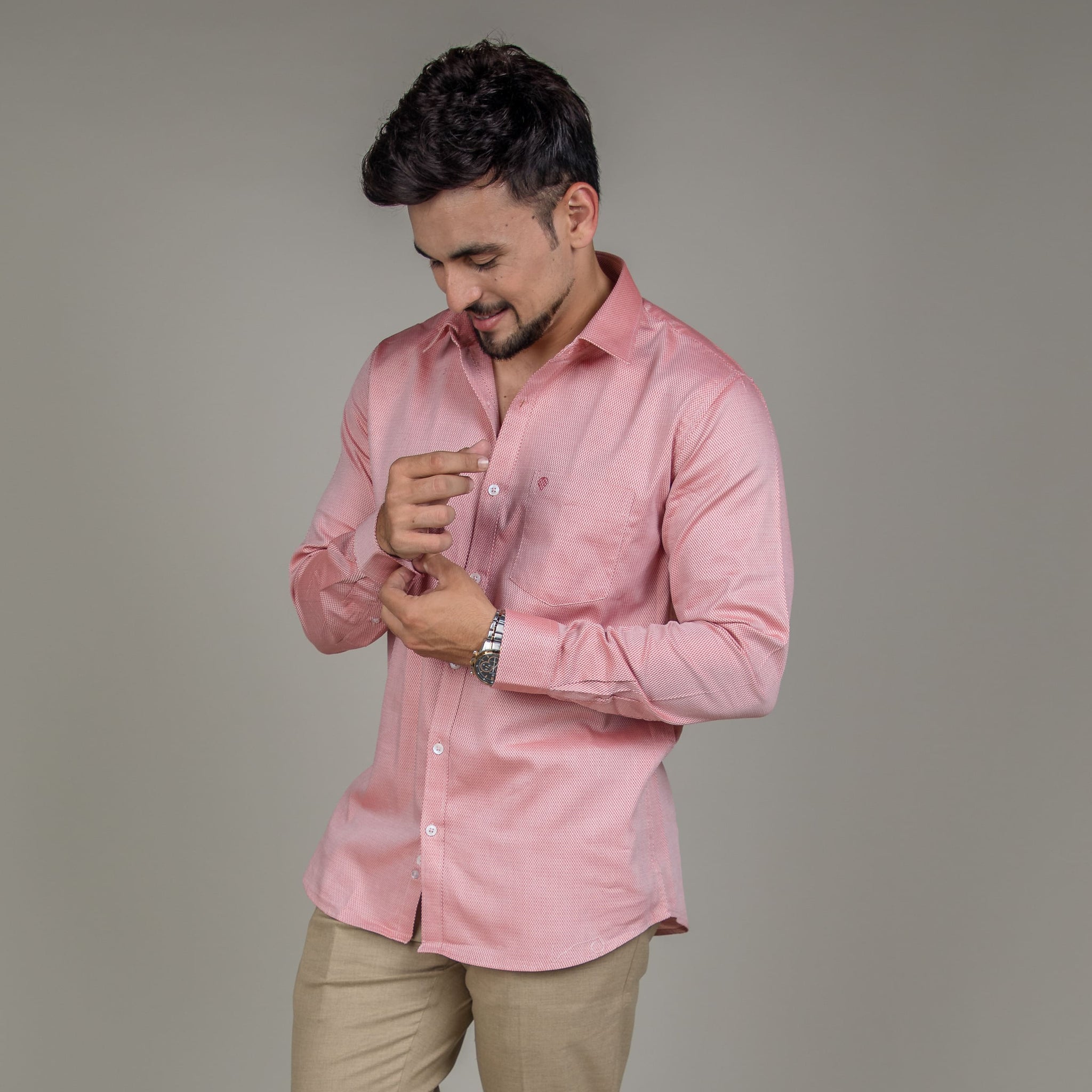 Orange And White Cotton Shirt
