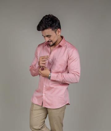 Orange And White Cotton Shirt