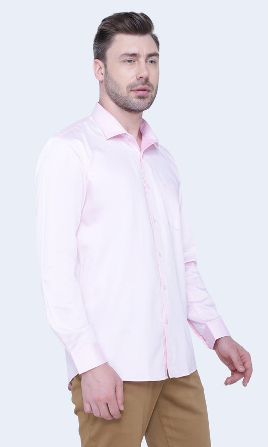 100% Cotton, Yarn Dyed, Dobby, Full Sleeves,Semi Slim Fit,Baby Pink, Men,Shirt